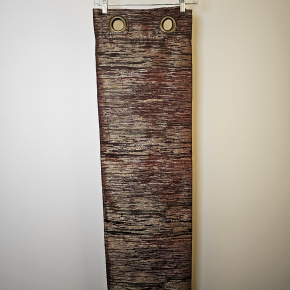 Two panels burgundy gold tafetta 8 bronze grommet drapes 52x91.5 inches. - Picture 6 of 7